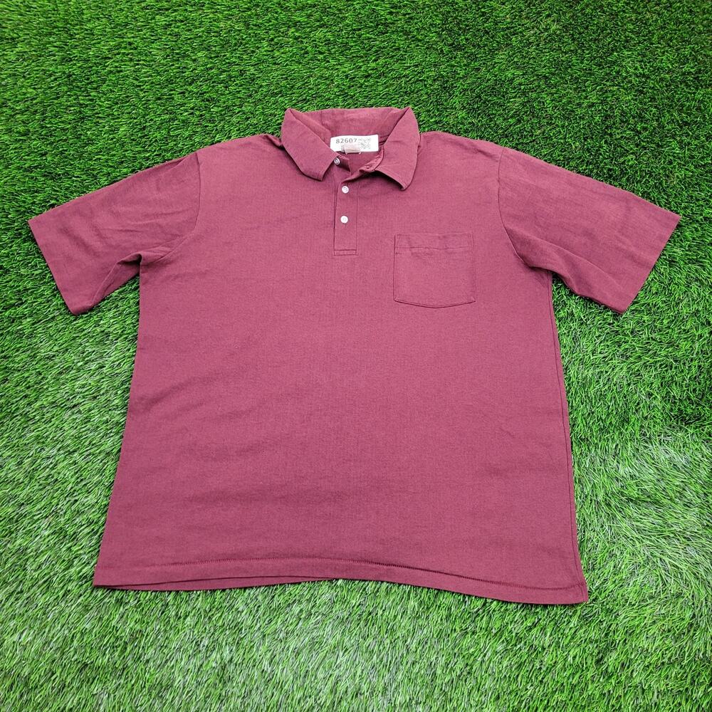 Vintage 80s Hartwell Polo Shirt XL 23x26 Burgundy USA